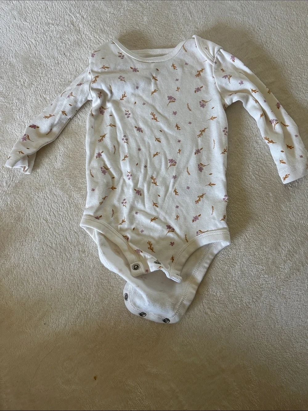 Carter's Rust Brown Corduroy Ruffle Dress with White Floral Long Sleeve Onesie